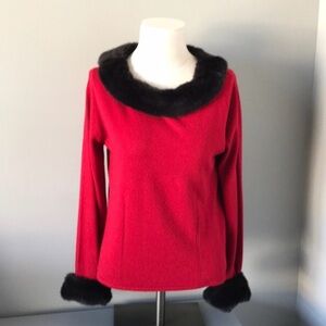 Norton McNaughton Red Sweater with Black Accents